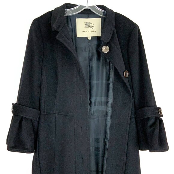 Burberry Prorsum Black Cashmere Blend Pleated Midi Length Trench Coat M - Picture 8 of 16